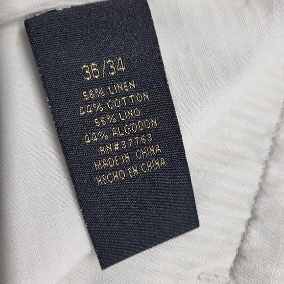 Axis Mens Pants Linen Blend 36 X 34 Straight Leg Pockets Cream Washable - Picture 4 of 14